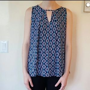 NWT blue patterned top w/ cutout Small